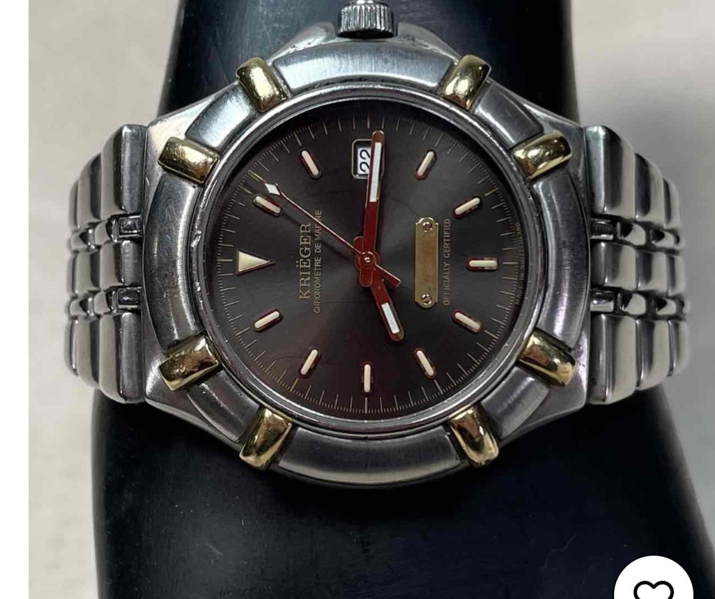 Kreiger mens chronogragh de marine vintage 18k gold/ stainless steel . great find and working